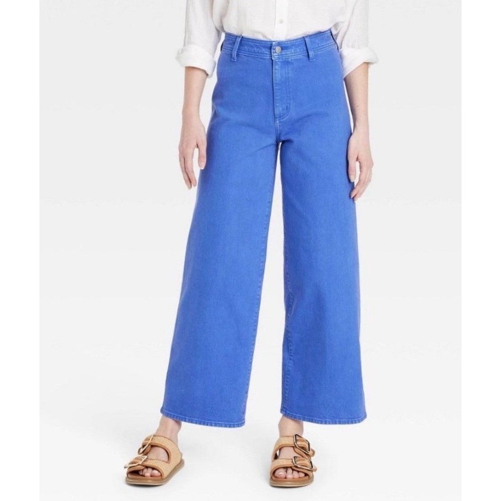 Universal Thread Sailor Wide Leg Pants 12 Blue NEW High Rise Relaxed Fit